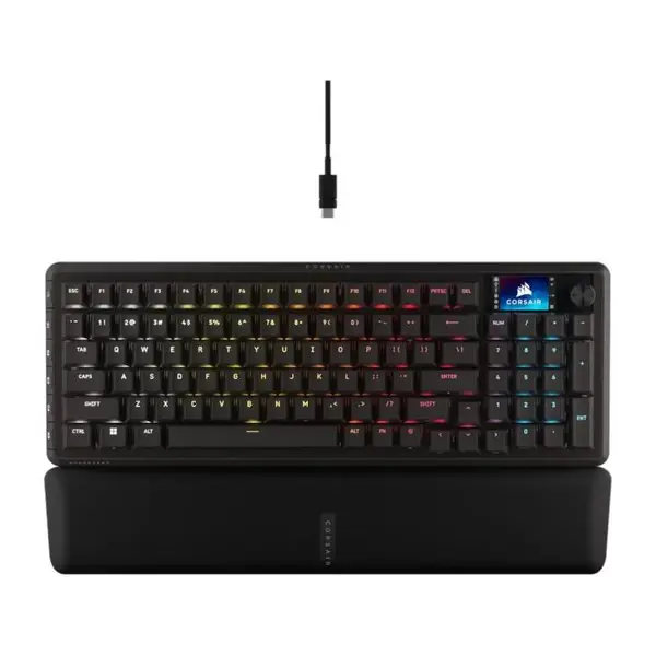 Tastatura gaming mecanica Corsair Vanguard, LCD screen, 8kHz hyper-polling, Negru