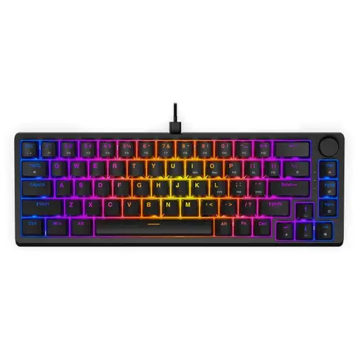 Tastatura Gaming Mecanica Krux Atax 65% PRO Outemu Red KRX0126, iluminare RGB, Layout US (Negru)