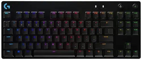 Tastatura Gaming Mecanica Logitech G PRO TKL, Wired, Switch-uri GX BLUE Clicky, Iluminare LIGHTSYNC RGB, Layout UK (Negru)