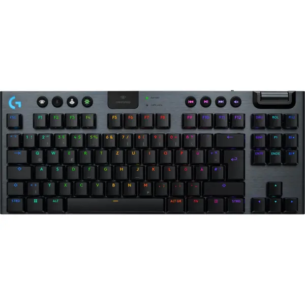 Tastatura gaming mecanica Logitech G915 X LightSpeed TKL, Wireless, Linear Switch, Negru