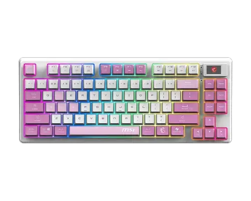 Tastatura Gaming Mecanica MSI FORGE GK600 TKL Wireless, 2.4 GHz / Bluetooth / USB 2.0, Switch-uri Linear, 26 taste Anti-ghosting, Iluminare 20-Mode RGB (Violet)