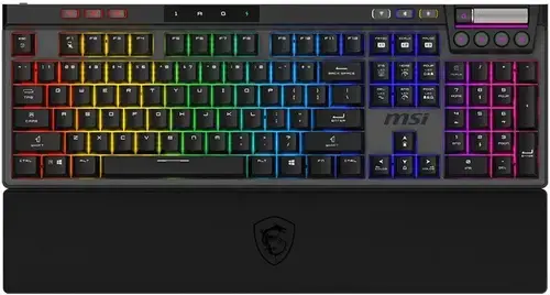 Tastatura Gaming Mecanica MSI STRIKE PRO WIRELESS, 2.4 GHz, Bluetooth, USB 2.0, Switch-uri Kailh Midnight Pro Silent Tactile, Layout US (Negru)