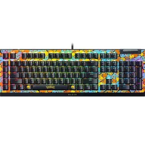Tastatura Gaming Mecanica Razer BlackWidow V4 X Pokemon Kanto Starters Edition, USB, Chroma RGB, Swtich-uri Green Clicky, Layout US (Negru)
