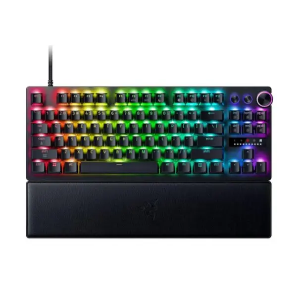 Tastatura Gaming Mecanica Razer Huntsman V3 Pro TKL 8KHz, USB Type-C, Chroma RGB, Switch-uri Optice Analog Gen 2, Layout US Negru