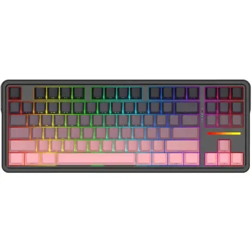 Tastatura Gaming Mecanica Redragon Antonium Pro TKL RGB, Switch-uri liniare Huano, Bluetooth, USB Negru/Roz