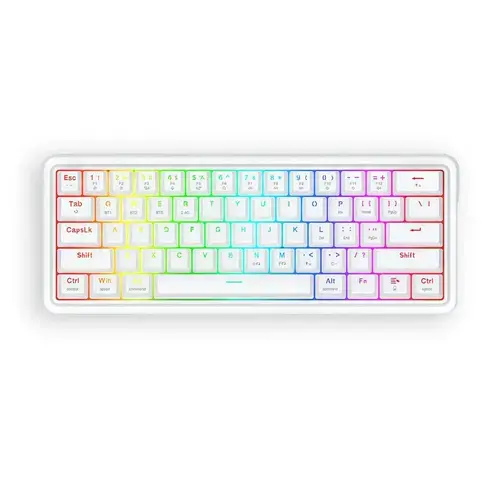 Tastatura gaming mecanica Redragon Draconic V2 Pro, USB/Bluetooth, iluminare RGB, Layout US, Alb