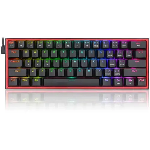 Tastatura Gaming Mecanica Redragon Fizz Black RGB Red Switch, USB, layout US, iluminare RGB (Negru)