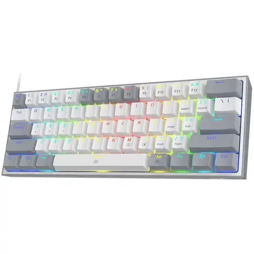 Tastatura Gaming Mecanica Redragon Fizz Pro RGB White Grey Red Switch, Bluetooth, iluminare RGB (Alb/Gri)