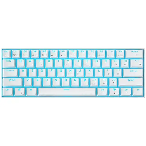 Tastatura Gaming Royal Kludge RK61, Brown switch, iluminare RGB, Wired, Wireless 2.4Ghz, Bluetooth (Alb)