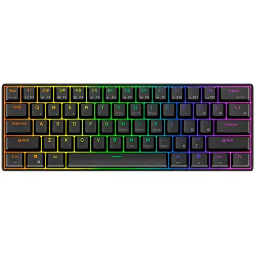 Tastatura Gaming Royal Kludge RK61, Red switch, iluminare RGB, Wired, Wireless 2.4Ghz, Bluetooth (Negru)