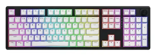 Tastatura Hator Skyfall 100, Wireless 2.4Ghz, Wired, Bluetooth, iluminare RGB (Negru/Alb)