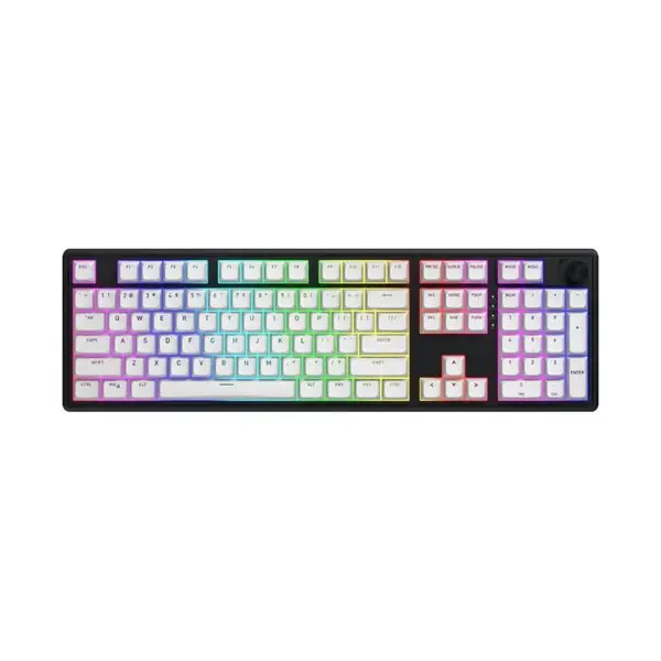 Tastatura Hator Skyfall 100, Wireless, Bluetooth, Switch Hator Aurum Lemon linear, Sistem anulare zgomot integrat, Alb/Negru