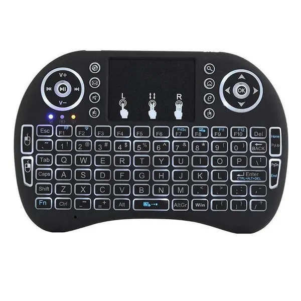 Tastatura Iluminata Wireless Techstar® i8 RGB Play, Air Mouse, cu Touchpad, pentru TV Box si Mini PC, Android TV, Smart TV, PC, Laptop