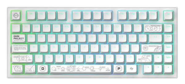 Tastatură mecanică Dark Project - ALU81A Terra Nova, fără fir, G3MS Moonstone, RGB, alb