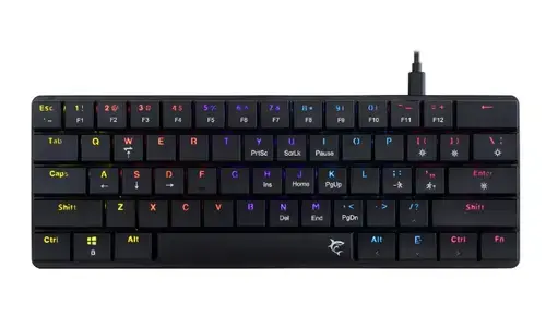 Tastatura Mecanica Gaming cu fir White Shark NAGAMAKI, RED Switch, Tip Compact Carry-On, Full Anti-Ghosting, Taste Iluminate Rainbow LED, Cablu USB-C Detasabil, 1.5m (Negru)