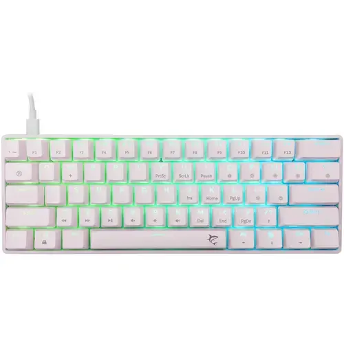 Tastatura Mecanica Gaming cu fir White Shark SHINOBI v2, BLUE OUTEMU Switch, Tip Compact Carry-On, Full Anti-Ghosting, Taste Iluminate RGB LED, Cablu braided 1.8m, Software, Alb