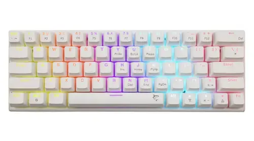 Tastatura Mecanica Gaming cu fir White Shark WAKIZASHI v2, RED Switch, Tip Compact Carry-On, Full Anti-Ghosting, Taste Iluminate Rainbow LED, Cablu 1.5m USB-C-USB-A Detasabil (Alb)
