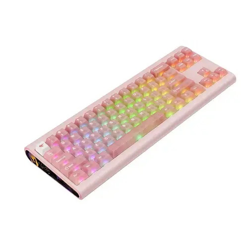 Tastatura mecanica gaming HAVIT KB896L x VKS, USB-C, 350mA, Cablu 1.2m, 5V, Iluminare RGB, Roz