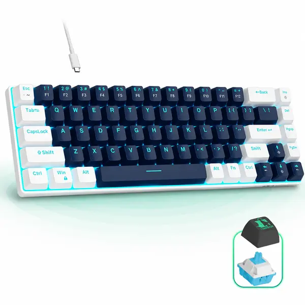 Tastatura Mecanica Gaming Timebox, Blue Switch, 60%, Lumini LED, Albastru / Ab - Default Title