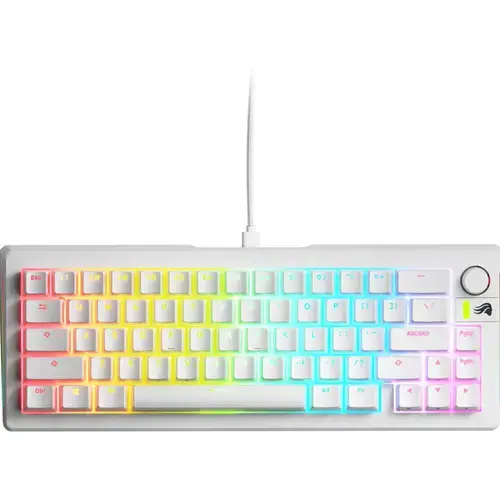 Tastatura mecanica Glorious GMMK 3, Fox Switches, Cu fir, USB, 66 taste (Alb)