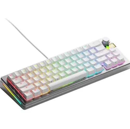 Tastatura mecanica Glorious GMMK 3 PRO, Fox HE Switches, Cu fir, USB, 66 taste (Argintiu)