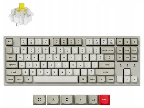 Tastatură mecanică Keychron - C1 Pro 8K QMK, Keychron Super Banana, RGB, albă
