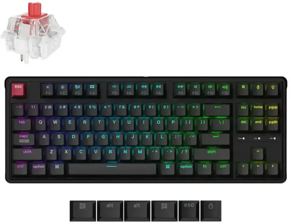 Tastatură mecanică Keychron - C3 Pro 8K, Super Red, RGB, neagră