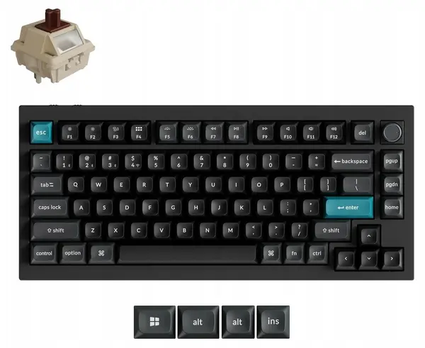 Tastatură mecanică Keychron - Q1 Ultra 8K, wireless, Silk POM Brown, RGB, neagră
