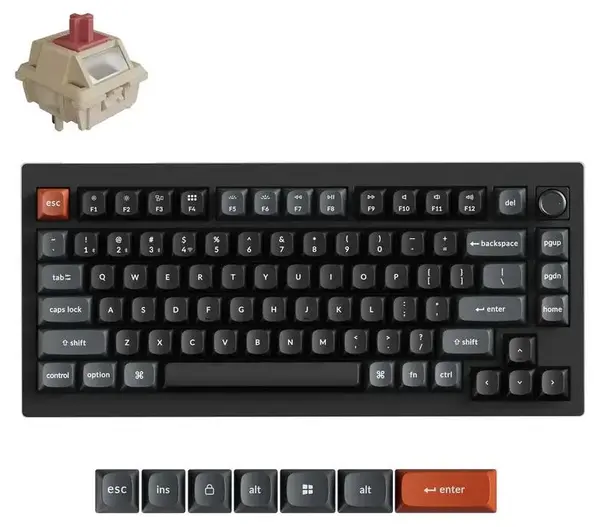 Tastatură mecanică Keychron - V1 Ultra 8K, wireless, Silk POM Red, RGB, neagră