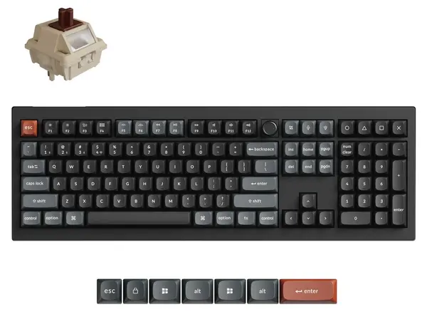 Tastatură mecanică Keychron - V6 Ultra 8K, wireless, Silk POM Banana, RGB, neagră
