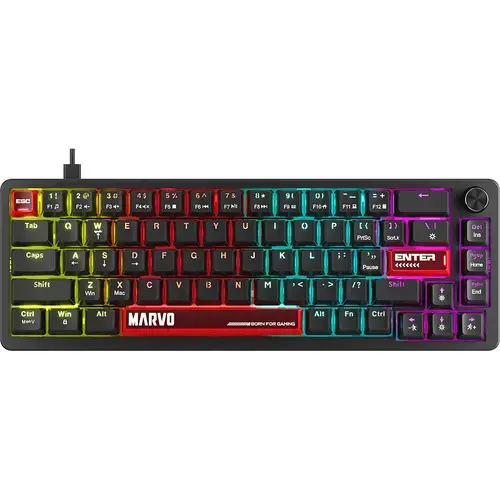 Tastatura Mecanica Marvo KG935 Arma 67, USB Type-C, iluminare tip Rainbow, Negru