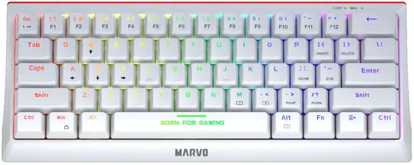 Tastatură mecanică Marvo - KG962G Hecate 61R WH White, Red switches, albă