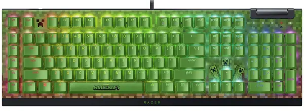 Tastatură mecanică Razer - BlackWidow V4 X, Green, RGB, Minecraft Ed.