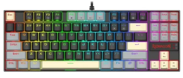 Tastatură mecanică Redragon - Kumara K552LGY, Outemu Red, RGB, negru/gri