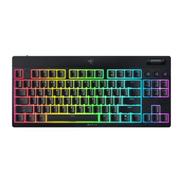 Tastatura mecanica wireless Razer Blackwidow V4 Low profile HyperSpeed TKL, switch Razer Low-profile Mechanical Switches (Yellow Linear Switch), 110 taste, iluminare Razer Chroma RGB, negru