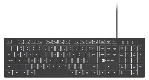 Tastatură Natec - Herring Glow, iluminare din spate albă, neagră