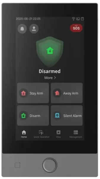 Tastatura touchscreen alarma Hikvision DS-PK670MDWNP/Black, 7 inch LCD, 2 zone, cititor tag, negru