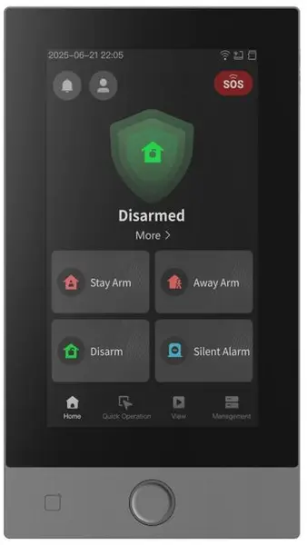 Tastatura touchscreen sistem alarma Hikvision DS-PK670MDW-HWE/Black, ecran LCD 7 inch, cititor tag incorporat, negru