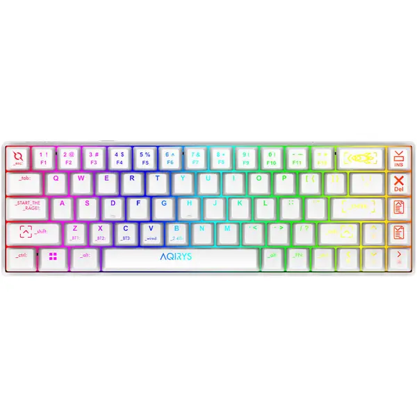 Tastatura wireless Aqirys Mira, Bluetooth, Iluminare RGB, Alb