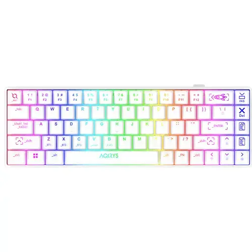 Tastatura wireless gaming AQIRYS Mira 2.0, HaiMu Red, iluminare RGB, Bluetooth, USB 2.0, Alb