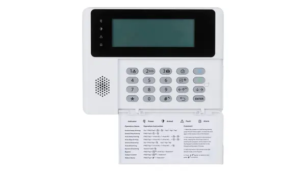 Tastatura wireless LCD pentru sistem alarma Dahua ARK30C-RW2(868), 868 MHz, cititor carduri IC, parola, include 2 carduri IC