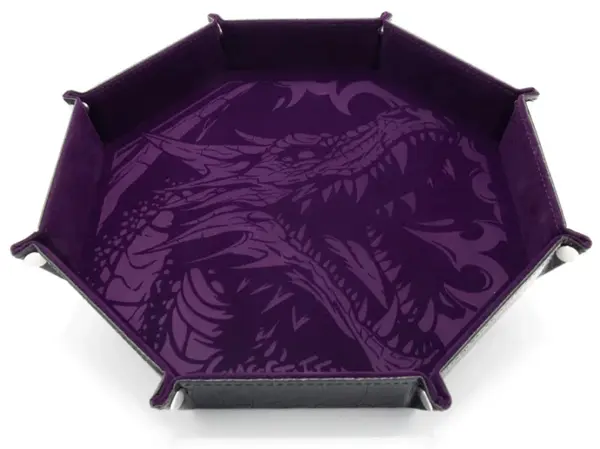 Tavă pentru zaruri GlassStaff - XL Octagonal Foldable Dice Tray, Dragon Skin Edition, violetă