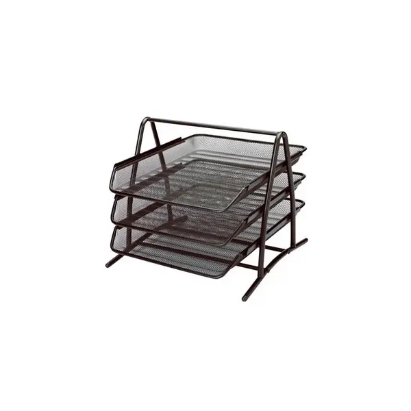 Tavita documente Office Cover, 3 nivele, plasa metalica, negru