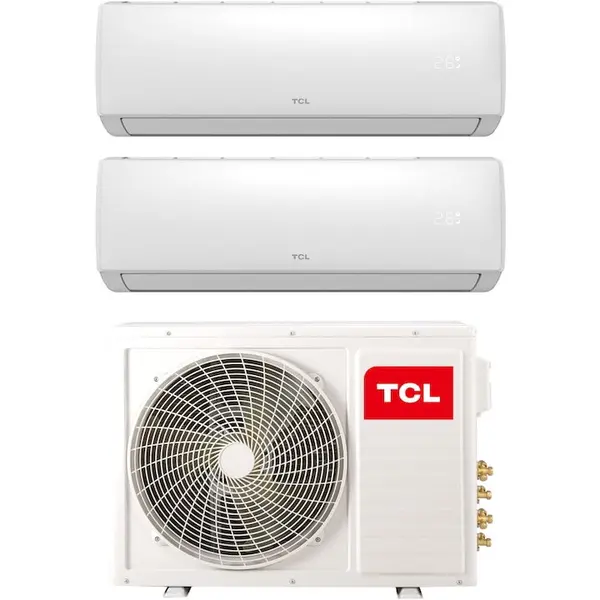 TCL Aer conditionat multisplit TCL FMA-18I2HD912, unitate exterioara de 18000 BTU, unitati interioare 1x 12000BTU + 1x 9000BTU, Clasa A++, R32, Incalzire, Display Digital, Air flow 3D, 4 way airflow, Eco Mode, Deep clean, I feel, Sleep mode, WiFi