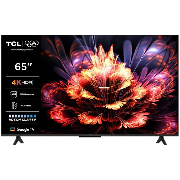 TCL Televizor LED TCL 65V6C, Smart TV, 164 cm, Ultra HD 4K, Google TV, DVB-T2/C/S2, Wi-Fi, Bluetooth, HDMIx3, USBx1, 60Hz, Clasa E, Negru