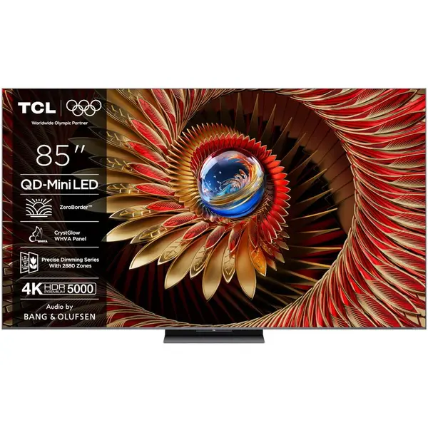 TCL Televizor Mini LED TCL 85Q8C, 215 cm, Google TV Ultra HD 4K, 100 Hz, Clasa E, Negru