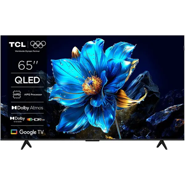 TCL Televizor TCL QLED 65P7K, 164 cm, Smart Google TV, 4K Ultra HD, DVB-T2/C/S2, Wi-Fi, Bluetooth, Clasa F, Negru