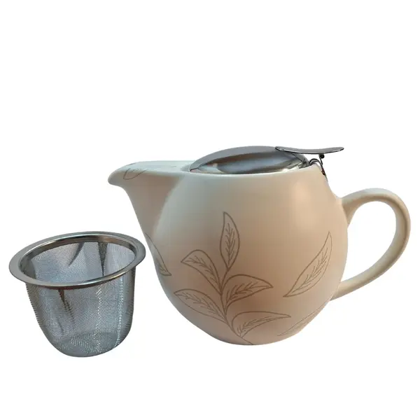 Tea Time Ivory, Ceainic din ceramică cu infuzor din inox – 500 ml