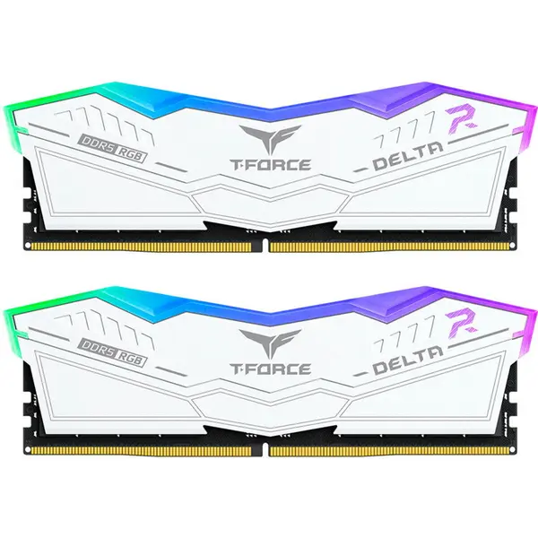 Teamgroup Kit dual memorie RAM Team Group Delta RGB, Capacitate DDR5 32GB (2x 16 GB), Frecventa 6000 MHz, CL 30, Alb
