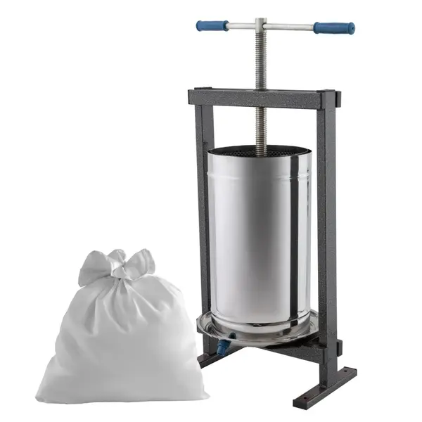 Teasc struguri inox VILEN 25L, cu ax filetat si tava colectare, presare manuala, uz gospodaresc, sac Colectare Inclus
